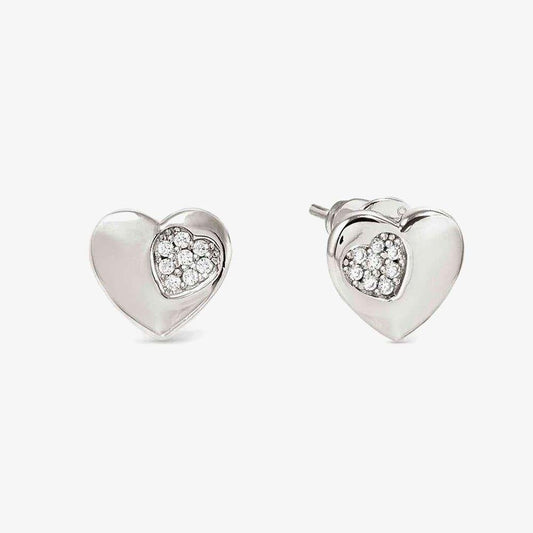 Petit Sparkle Silver Heart Stud Earrings