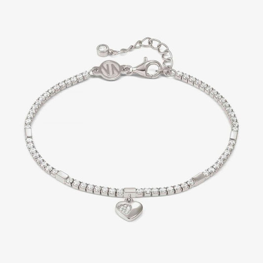 Petit Sparkle Silver Heart Tennis Bracelet