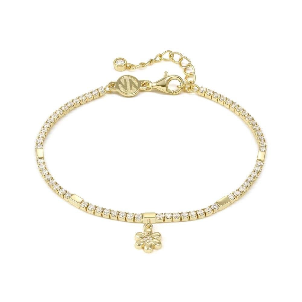 Petite Sparkle Gold Plated CZ Flower Tennis Bracelet