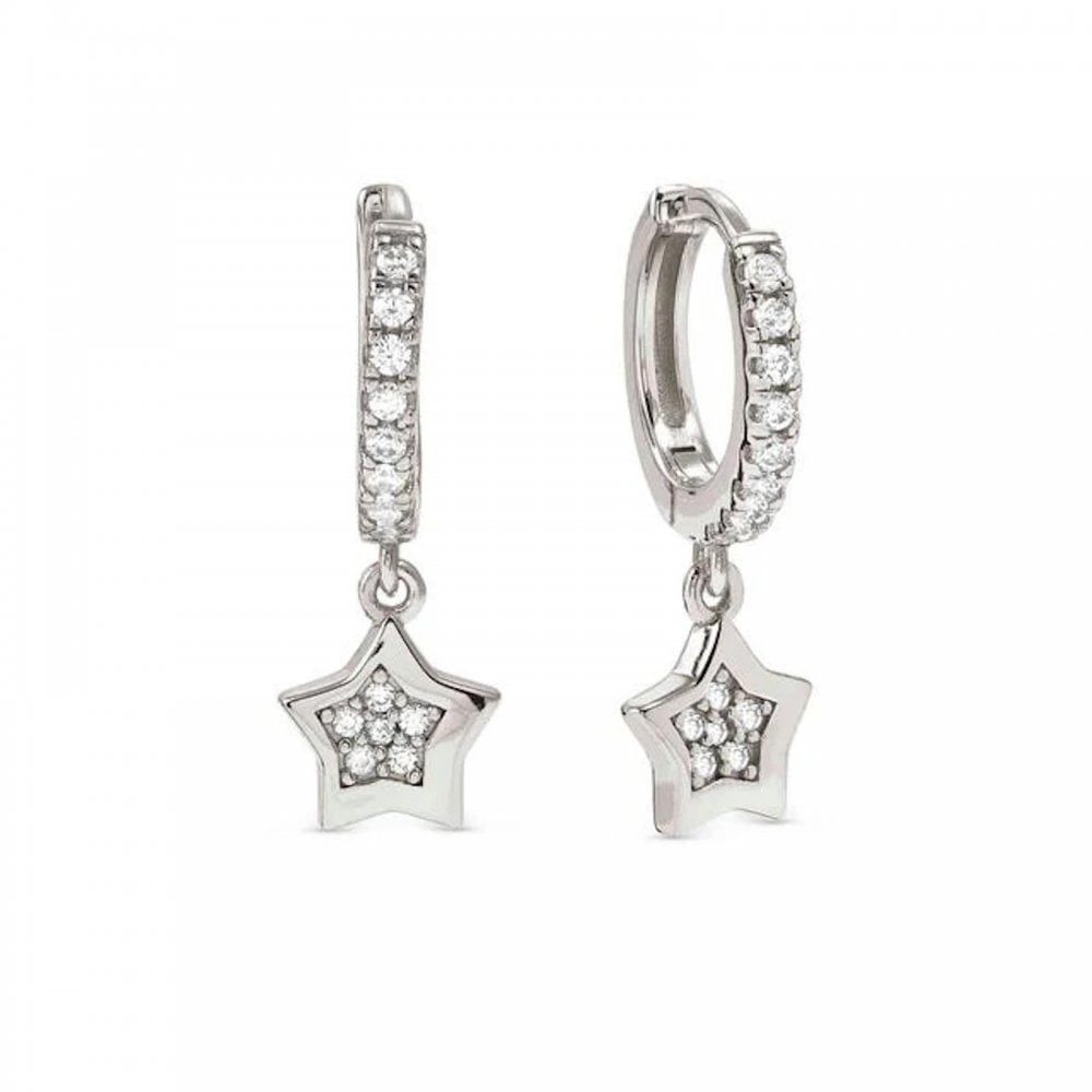 Petite Sparkle Hoop Star Earrings