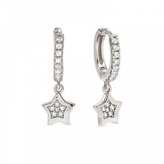 Petite Sparkle Hoop Star Earrings