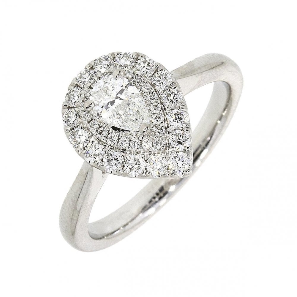 Platinum Diamond Pear Shaped 0.71ct Cluster Ring