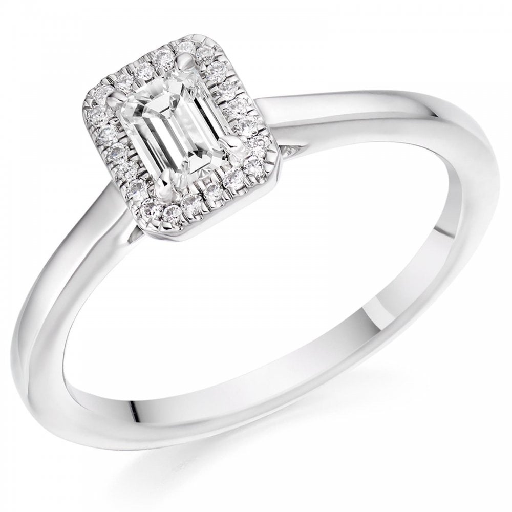 Platinum Emerald Cut Diamond 0.40ct Ring Size M