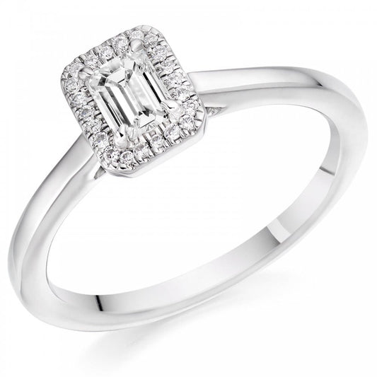 Platinum Emerald Cut Diamond 0.40ct Ring Size M
