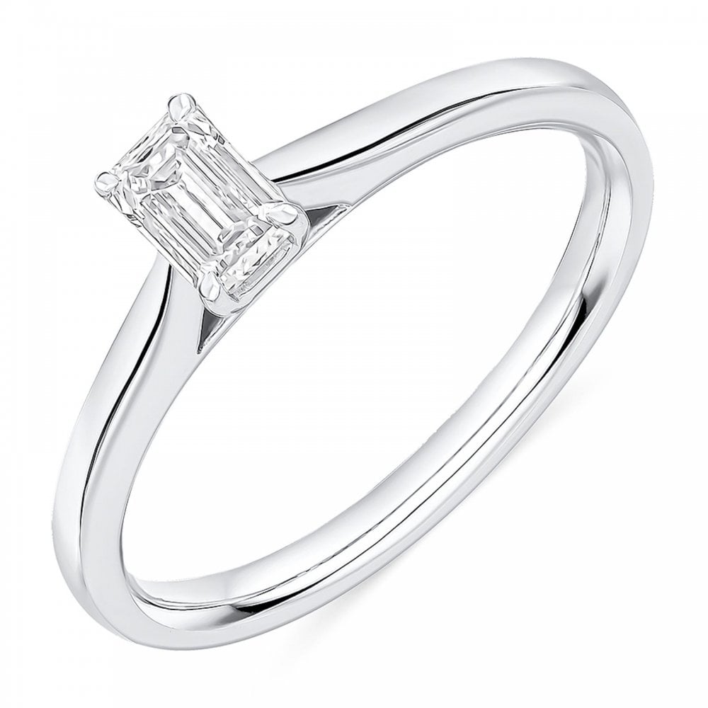 Platinum Emerald Cut Diamond 0.40ct Ring SIze M