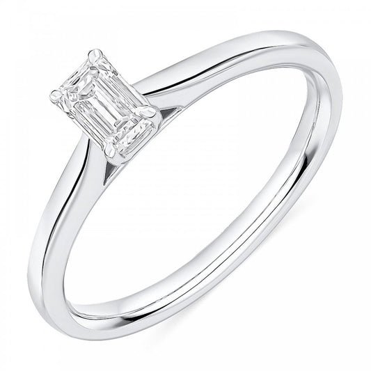 Platinum Emerald Cut Diamond 0.40ct Ring SIze M