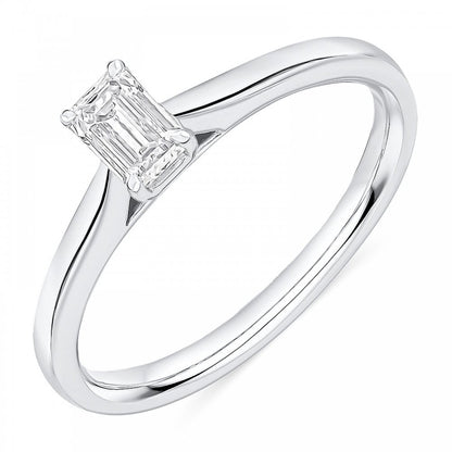 Platinum Emerald Cut Diamond 0.40ct Ring SIze M