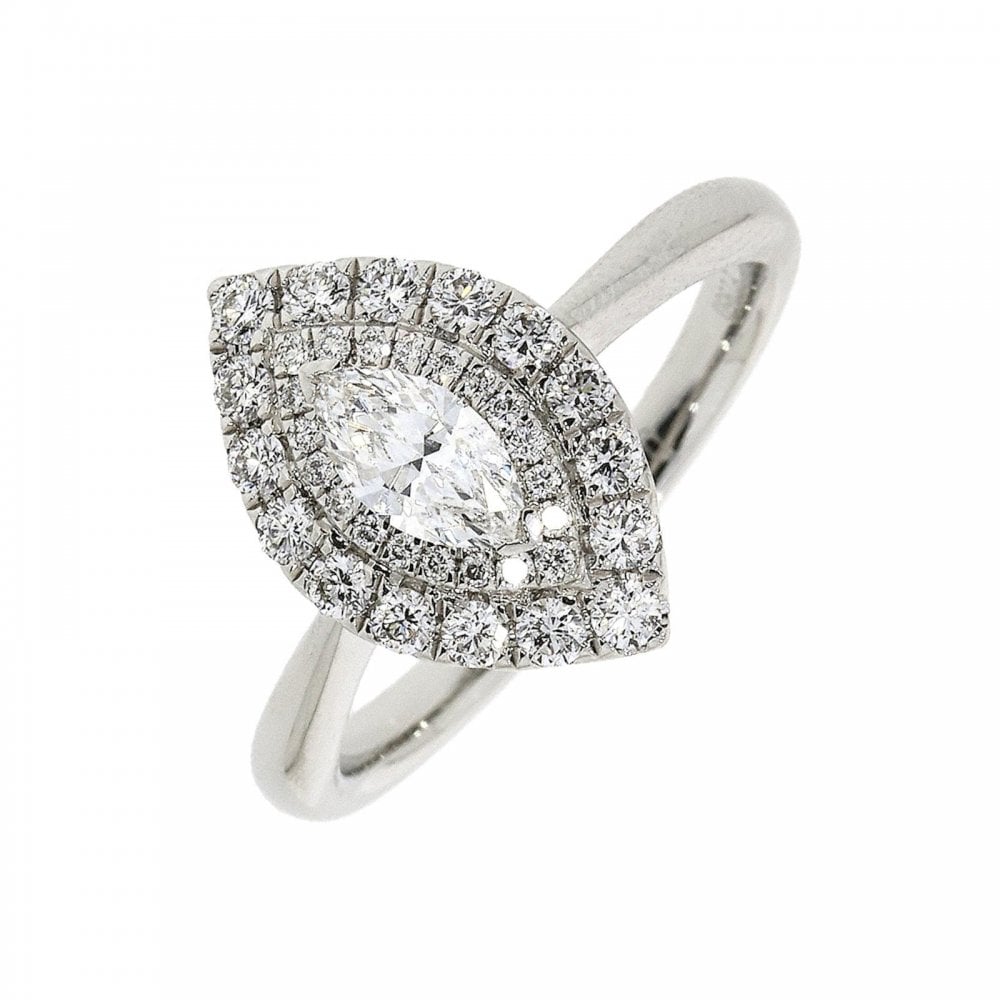 Platinum Marquise Diamond 0.75ct Cluster Ring