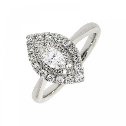 Platinum Marquise Diamond 0.75ct Cluster Ring