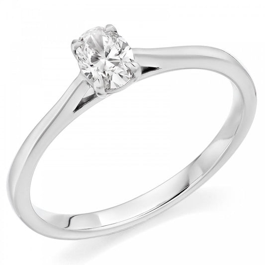 Platinum Oval Diamond 0.24ct Solitaire Ring SIze M