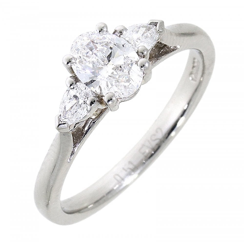 Platinum Oval & Pear Cut 0.66ct Diamond Ring