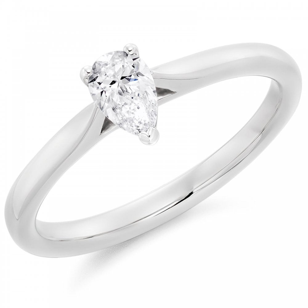 Platinum Pear Cut Diamond 0.30ct Ring Size M