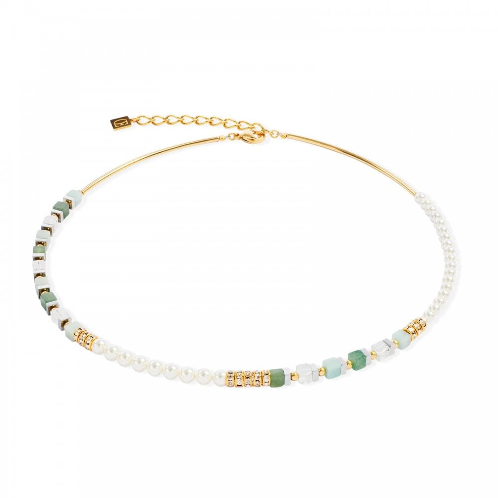 Precious Fusion Offset Gold-Green Necklace