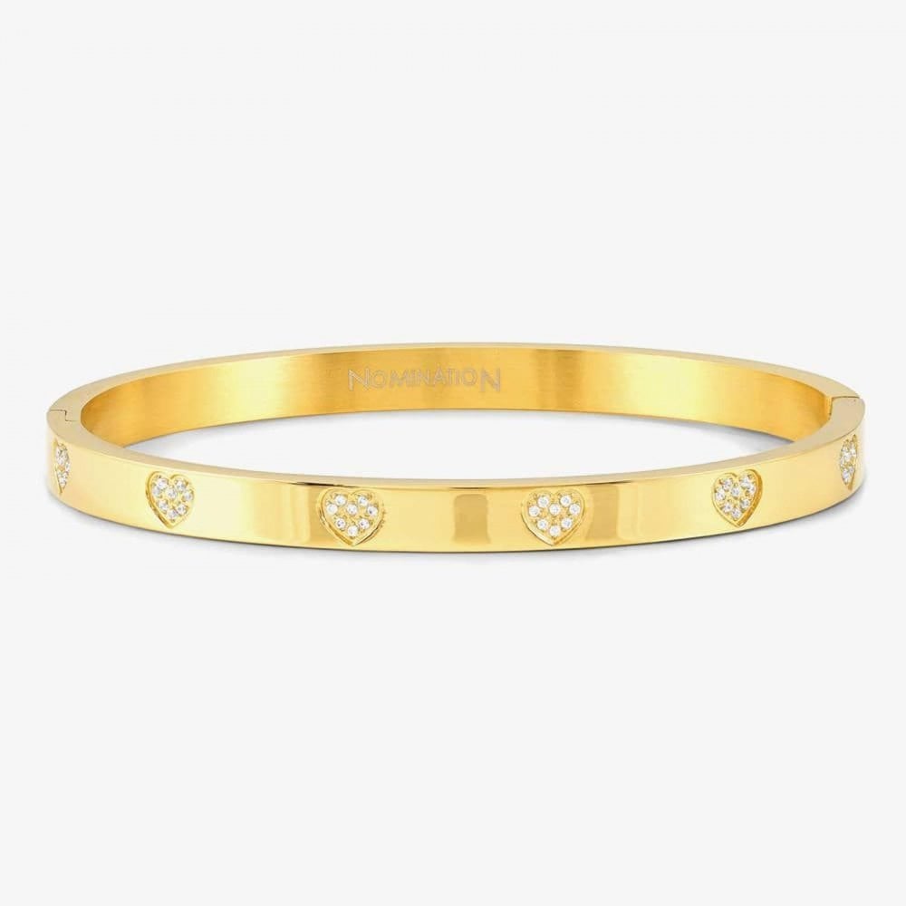 Pretty Bangle Gold Tone Heart Bangle Medium