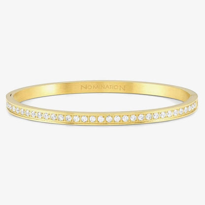 Pretty Bangle Gold Tone White CZ Half Set Bangle