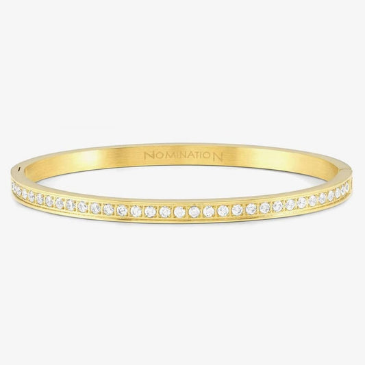Pretty Bangle Gold Tone White CZ Half Set Bangle