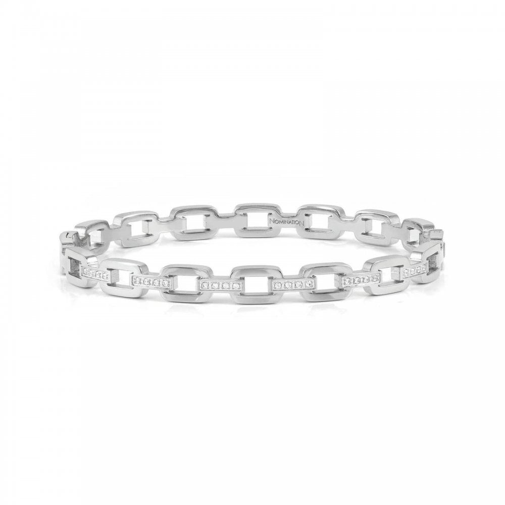 Pretty Bangle Square Link Chain Cubic Zirconia Bangle Medium