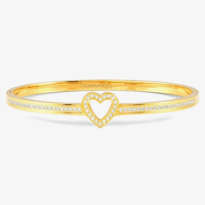 Pretty Bangles Gold Plated Cubic Zirconia Open Heart Bangle