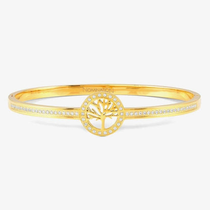 Pretty Bangles Gold Plated Cubic Zirconia Tree Of Life Bangle Large