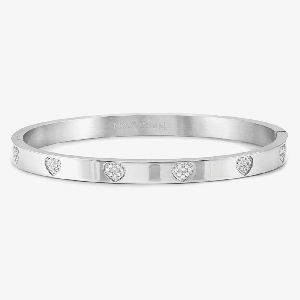 Pretty Bangles Heart Half Set Cubic Zirconia Bangle Large