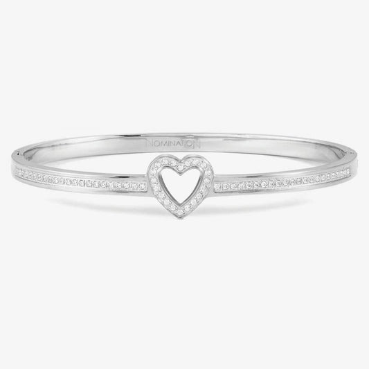 Pretty Bangles Heart Symbol Cubic Zirconia Bangle Size Large