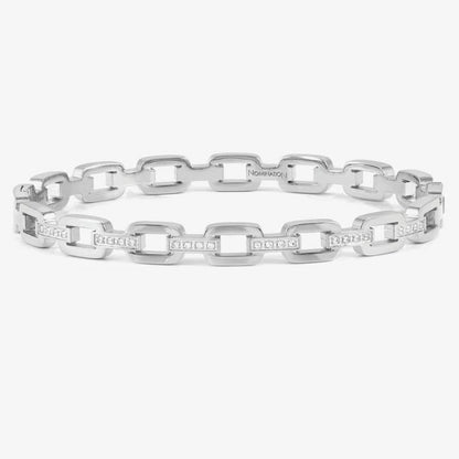 Pretty Bangles Square Link Cubic Zirconia Bangle