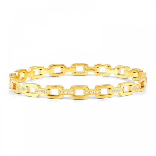 Pretty Yellow Tone Open Square Link Large Bracelet