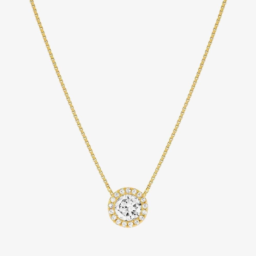 Seidivina Gold Plated Cubic Zirconia Round Cluster Pendant