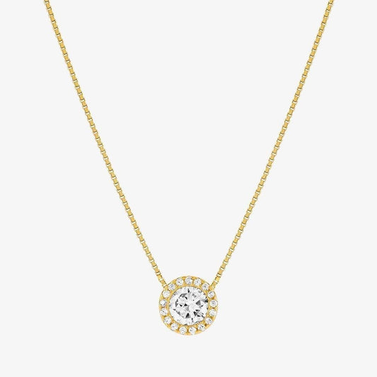 Seidivina Gold Plated Cubic Zirconia Round Cluster Pendant