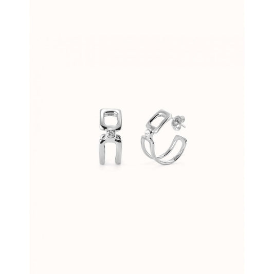 Ser Indomable Silver plated Hoop CZ Earrings