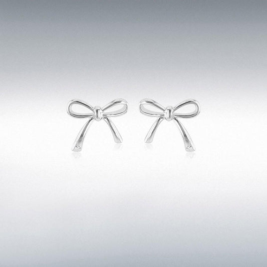Silver 0.003ct Diamond Bow Stud Earrings