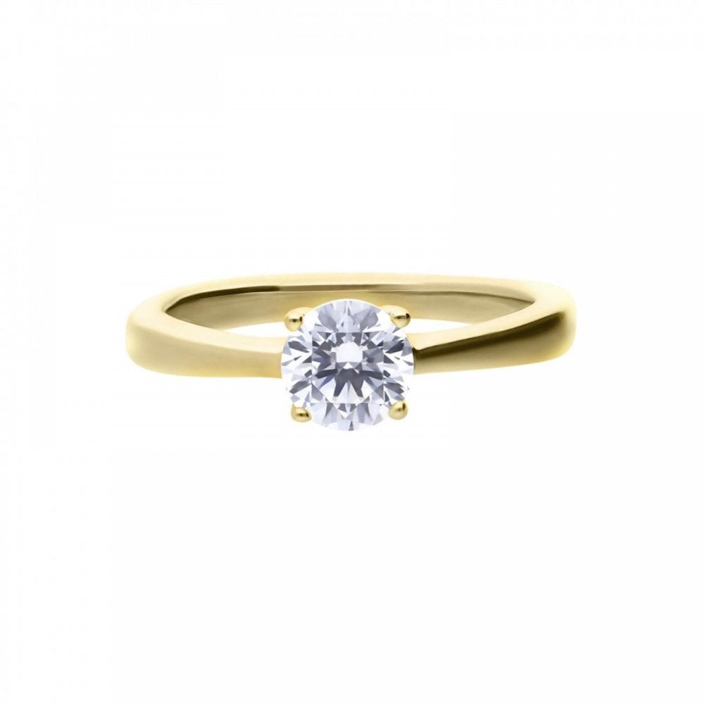 Silver 0.75ct Zirconia Gold Plated Ring Size 17.5