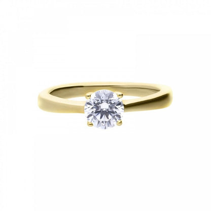 Silver 0.75ct Zirconia Gold Plated Ring Size 17.5