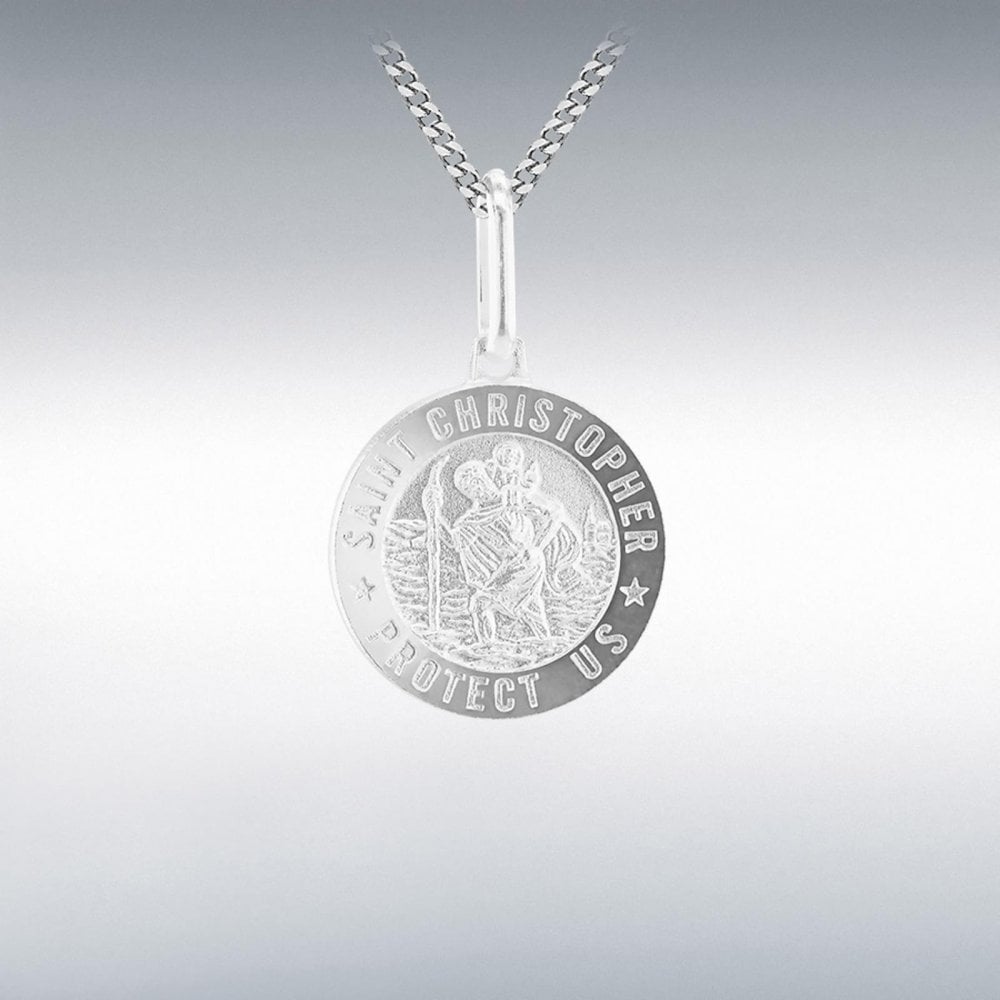 Silver 12mm St Christopher Pendant and Chain