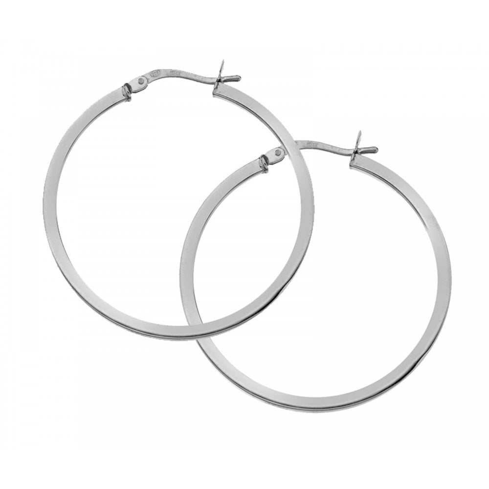 Silver 30mm Square Profile Hoop Earrings