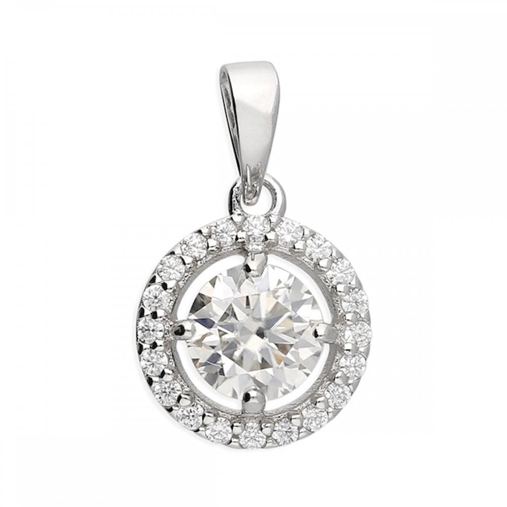 Silver 925 Classic Moissanite/CZ Open Halo Pendant