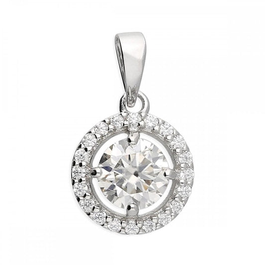 Silver 925 Classic Moissanite/CZ Open Halo Pendant