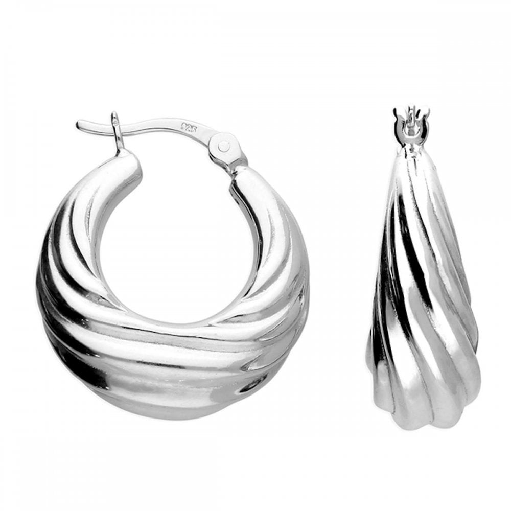 Silver 925 Crossover Creole Hoop Earrings