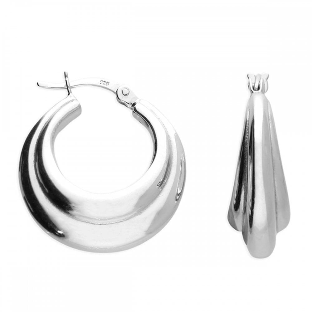 Silver 925 Deco Creole Hoop Earrings