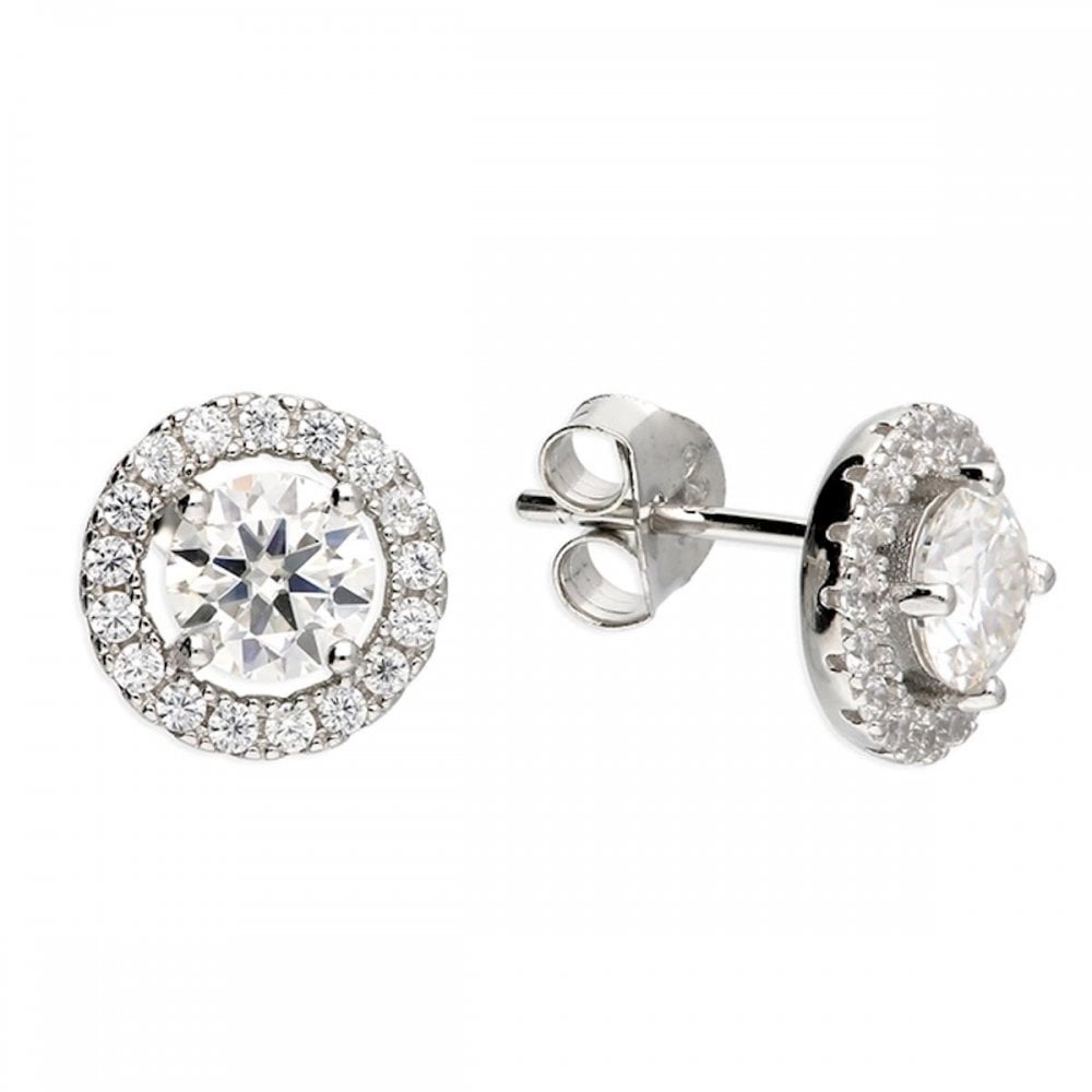 Silver 925 Moissanite /CZ Open Halo Earrings