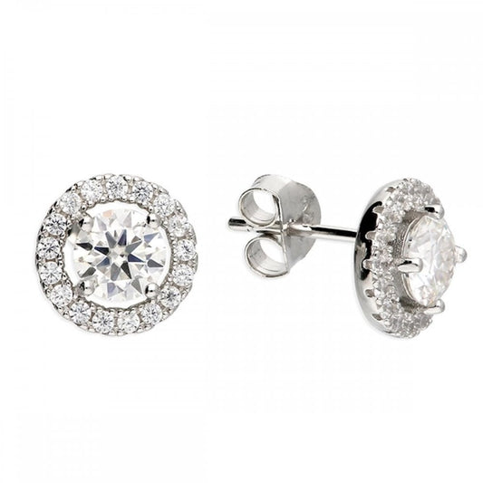 Silver 925 Moissanite /CZ Open Halo Earrings