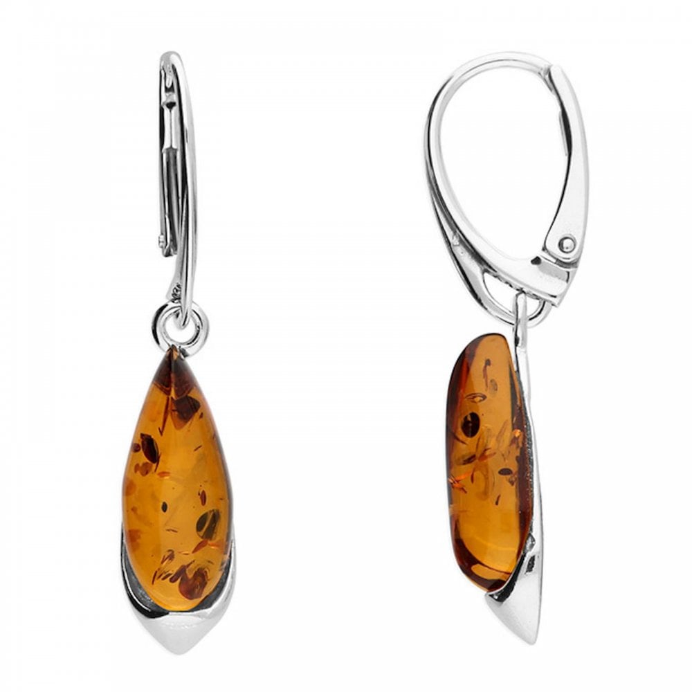 Silver Amber Ballerina Hook Earrings