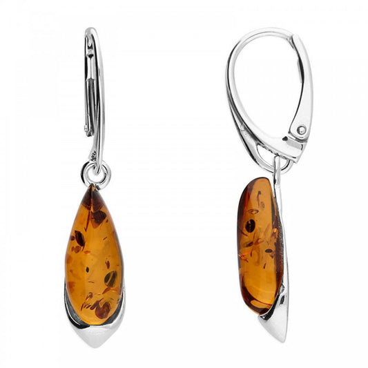 Silver Amber Ballerina Hook Earrings