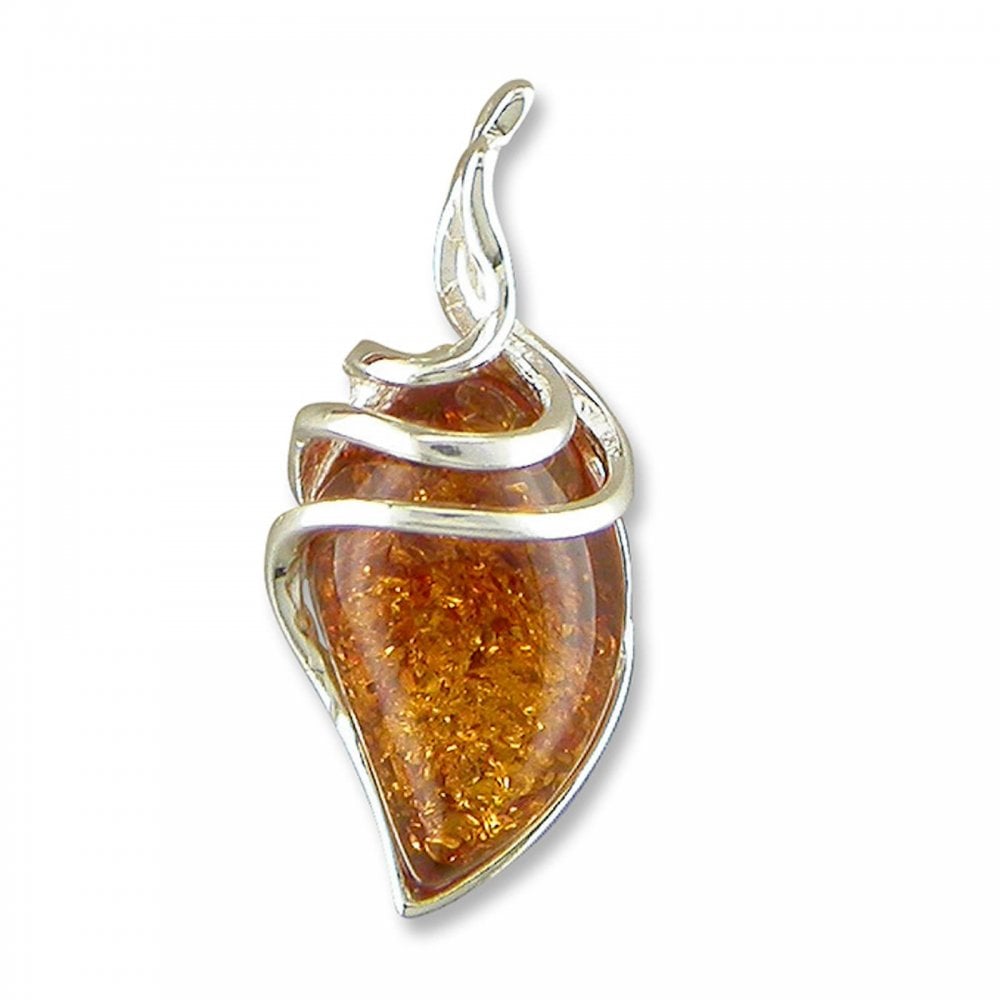 Silver Amber Swirl Pendant