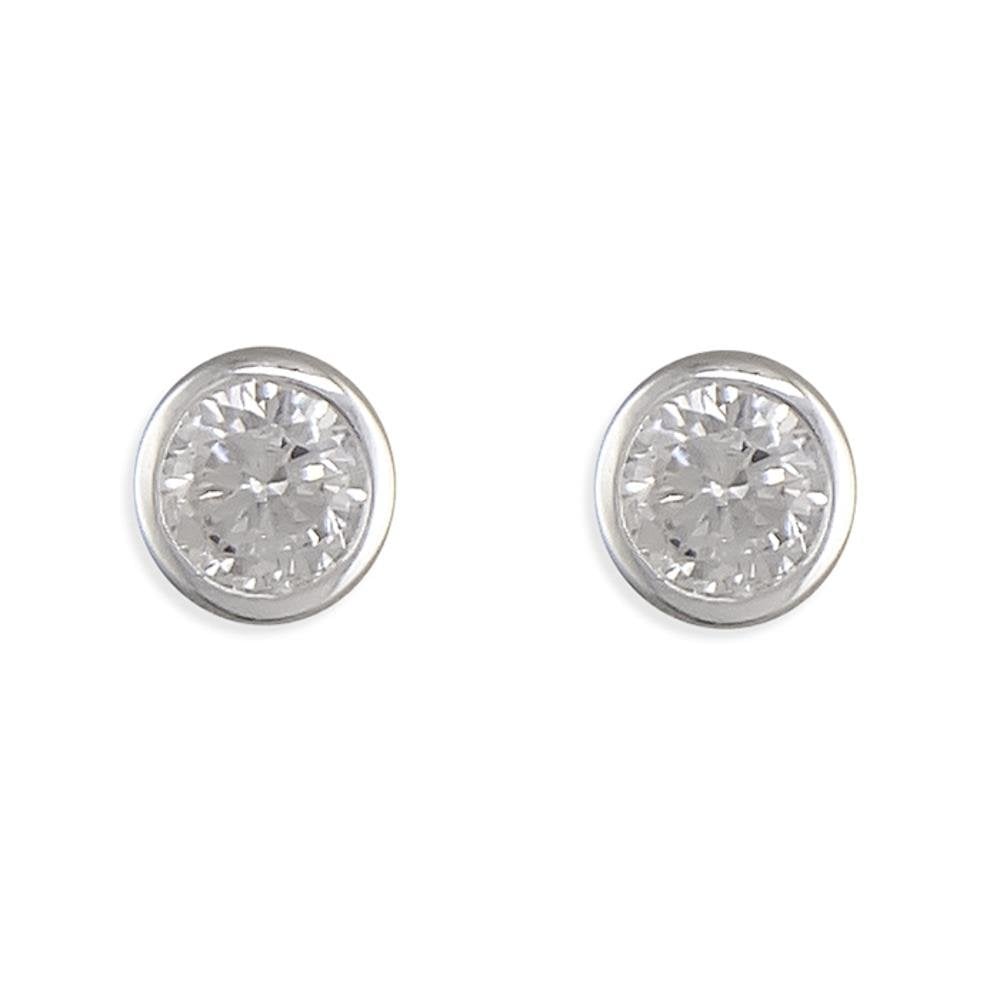 Silver April Birthstone Stud Earrings