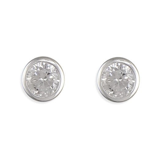 Silver April Birthstone Stud Earrings