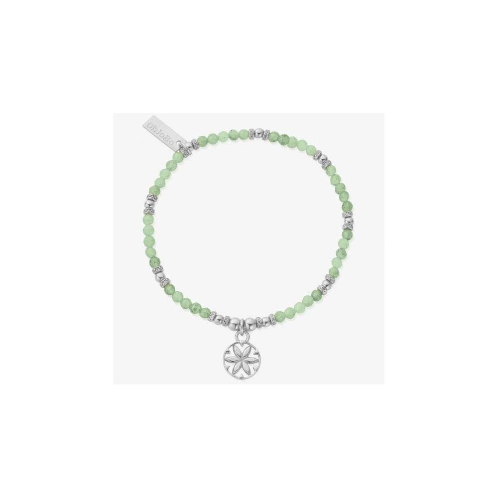 Silver Aventurine Mandala Flower Bead Bracelet
