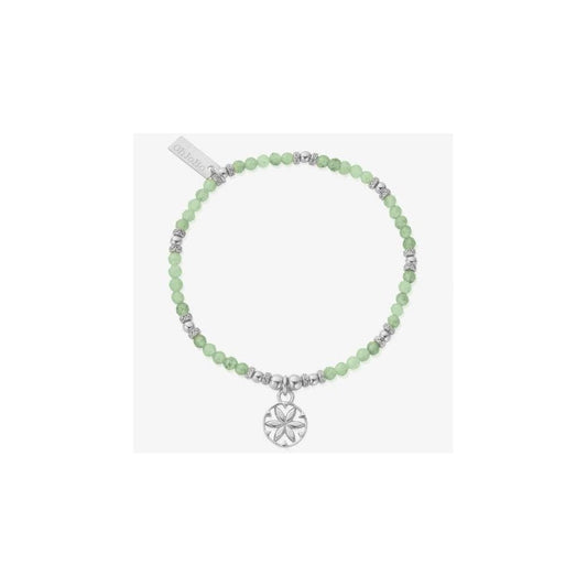 Silver Aventurine Mandala Flower Bead Bracelet