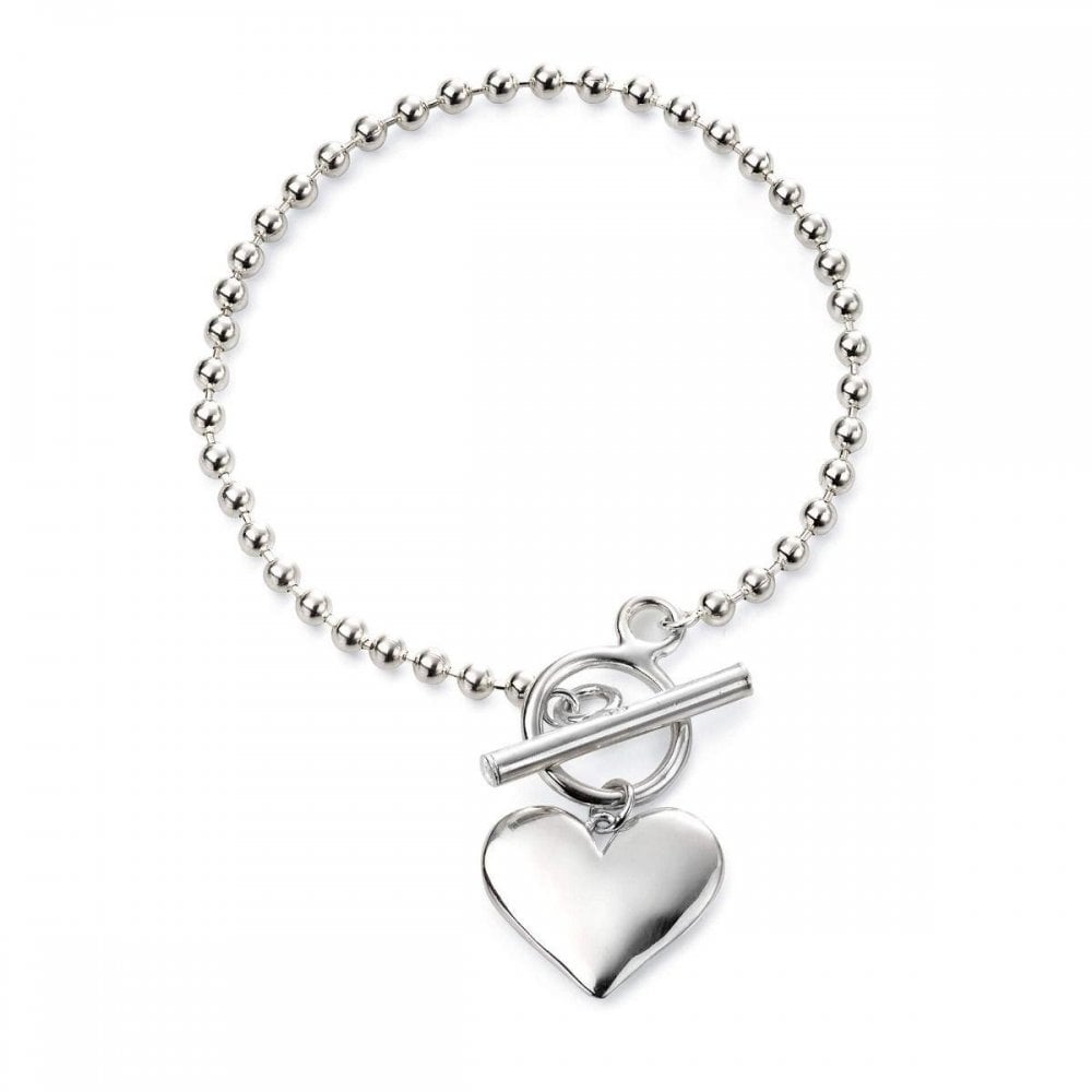 Silver Ball Chain Engravable Heart Bracelet