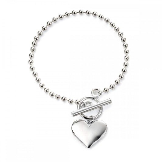 Silver Ball Chain Engravable Heart Bracelet